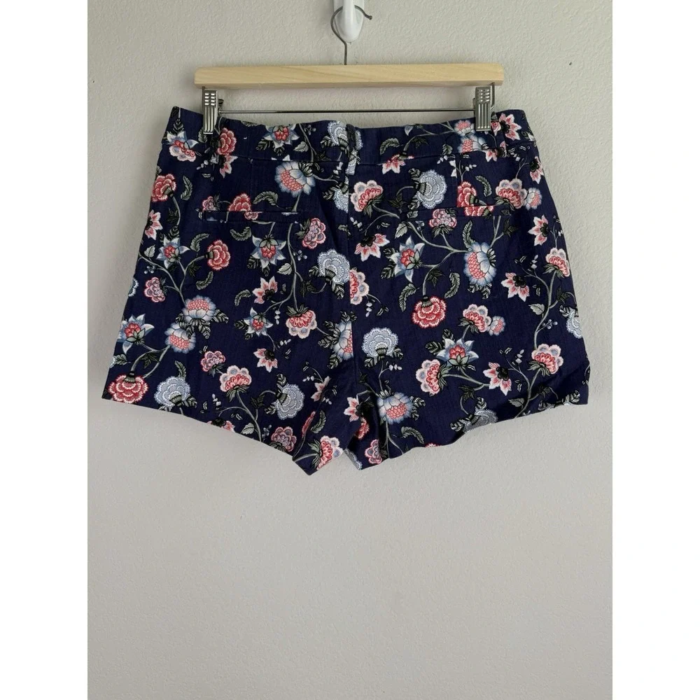 Loft The Riviera Shorts Blue Floral Print‎ Women's Size 12 Coastal Summer Casual